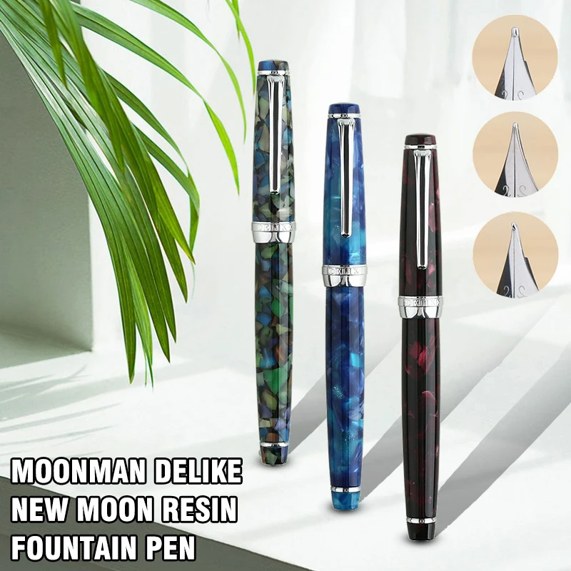 Beste Vulpen Inkt Volledige Metalen Clip Pennen Moonman Delike Nieuwe Maan Hars Vulpen Iridium Extra Fine Nib School Kantoor levert