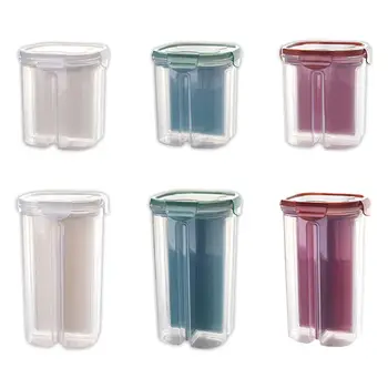 

2/4 Grids Plastic Kitchen Cereal Dispenser Sealed Flour Grain Rice Storage Box Dry Food Container Jar Household
