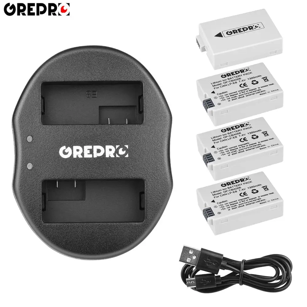 4 шт. 1300 мА/ч, LP-E8 LPE8 LP E8 батареи+ USB двойной Зарядное устройство для цифровой однообъективной зеркальной камеры Canon EOS 700D 650D 600D 550D поцелуй X4 X5 X6i X7i Rebel T2i T3i T4i