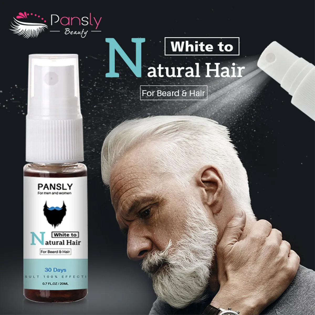 

Pansly 20ml Herbal Cure White Hair Care Unisex Tonic Restore White Beard & Hair To Natural Hair Color Spray Dyeing 2019 New