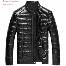 Мужская кожаная куртка, зимняя куртка из овчины, мужская куртка из натуральной кожи со стоячим воротником, теплые пуховики DK033 YY281