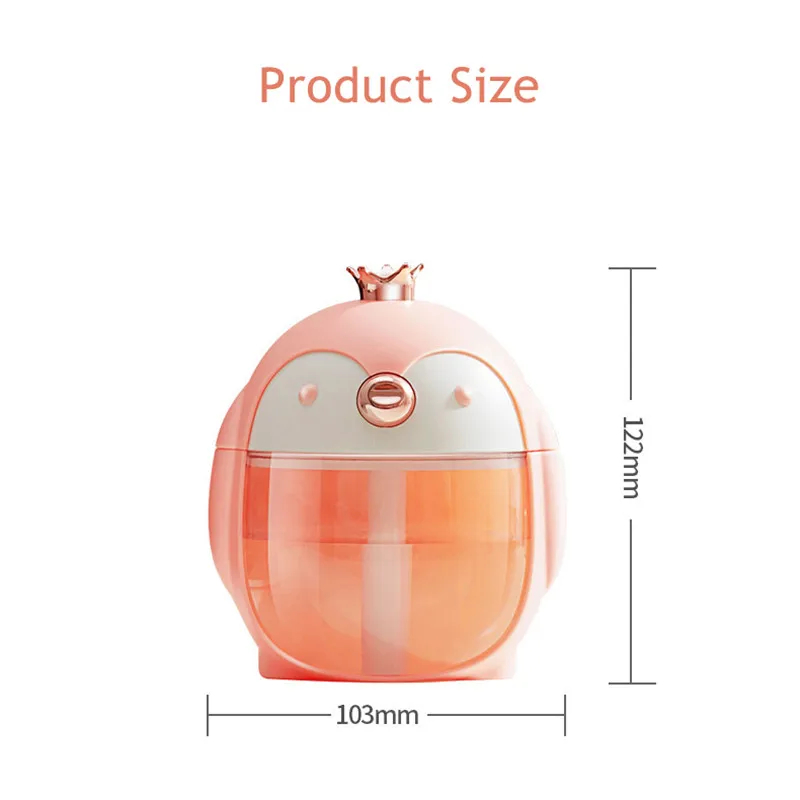 USB Air Humidifier Penguin Ultrasonic Essential Oil Diffuser For Home Car Cute Mini Humidifier with Night Lights Gifts