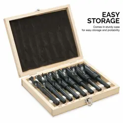 Foret hélicoïdal à petite poignée en acier à haute vitesse, noir et blanc, boîte en bois de 8 pièces, ouvre trou 