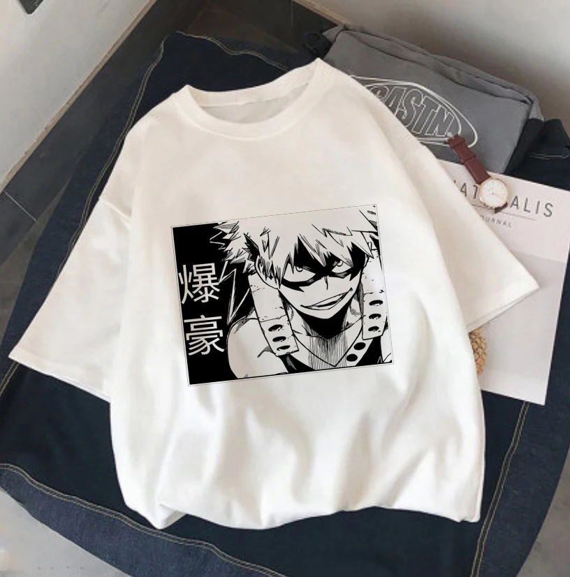 My Boku No Hero Academia Katsuki Bakugou Print Harajuku Top Women's T-shirt Casual ladies basic O-collar Short Sleeved T-shirts bulk t shirts