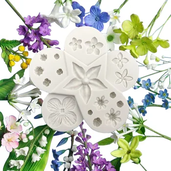 

Flower set turn sugar mold Hydrangea Jasmine cake cake mold small flower leaf DIY baking tool