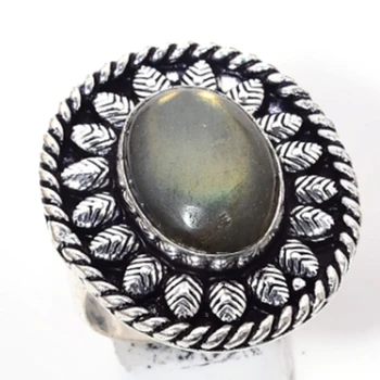 

Genuine Labradorite Silver Overlay over Copper , Hand Made Women Jewelry gift , Size: 7.75 , R6431