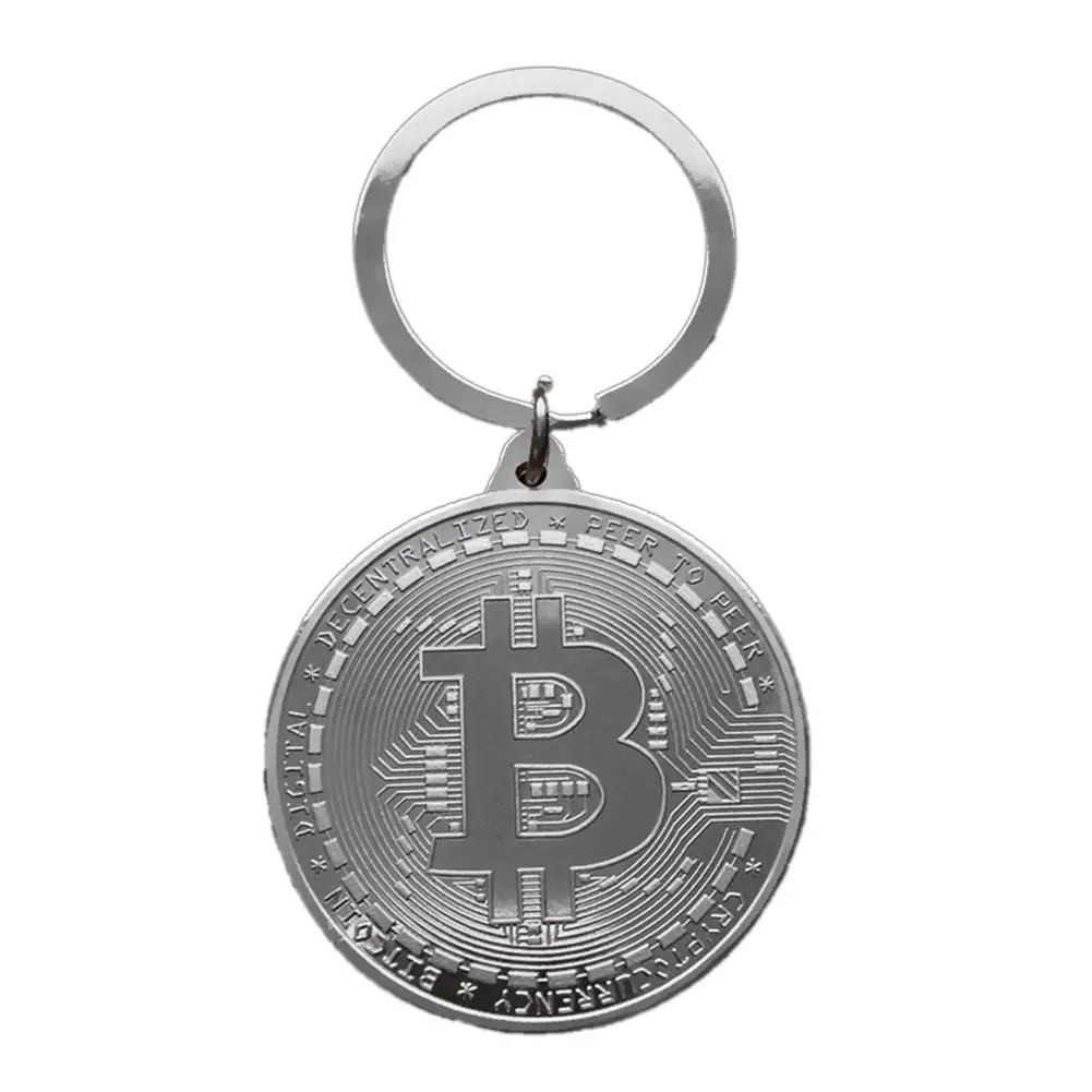 1 шт. Позолоченные Биткоин монеты брелок монета Биткоин искусство коллекция коллекционные брелок ретро-брелок украшения для дома - Цвет: Silver