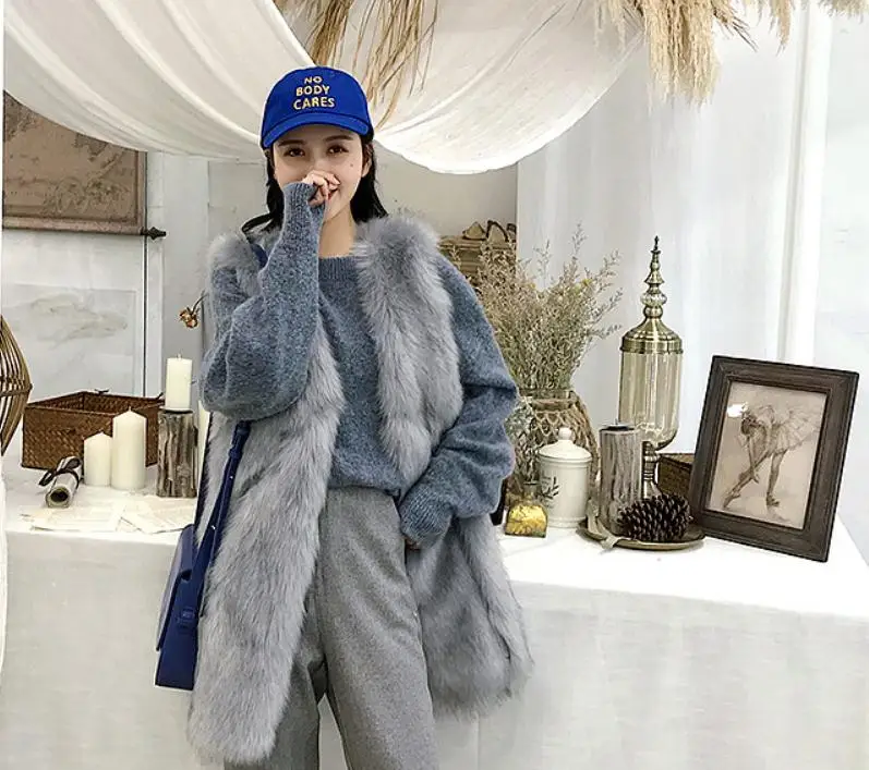 light grey Chaleco Mujer, женские длинные жилеты из искусственного меха, одноцветные женские жилеты из искусственного меха S/2Xl, жилет из искусственного меха, пальто k1177 - Цвет: light grey