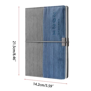 

2021 Jan-Dec English Language Agenda Notebook A5 Leather Calendar Daily Planner Journal Traveler