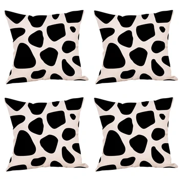 

4pcs/pack Living Room Car Interior Protective Milk Cow Cotton Linen Bedroom Bed Chair Throw Pillow Cover Office Pillowcase Home