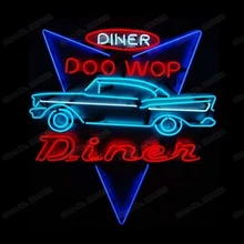 DOO WOP DINER гоночный неоновый Автомобильный знак на заказ ручной работы из настоящего стекла пробки ресторанная реклама украшения дисплей неоновые вывески 2" X 24"