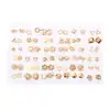 36Pairs/Set Gold Color Earrings Mixed Styles Rhinestone Flower Geometric Heart Star Plastic Stud Earrings Set For Women Jewelry ► Photo 3/5