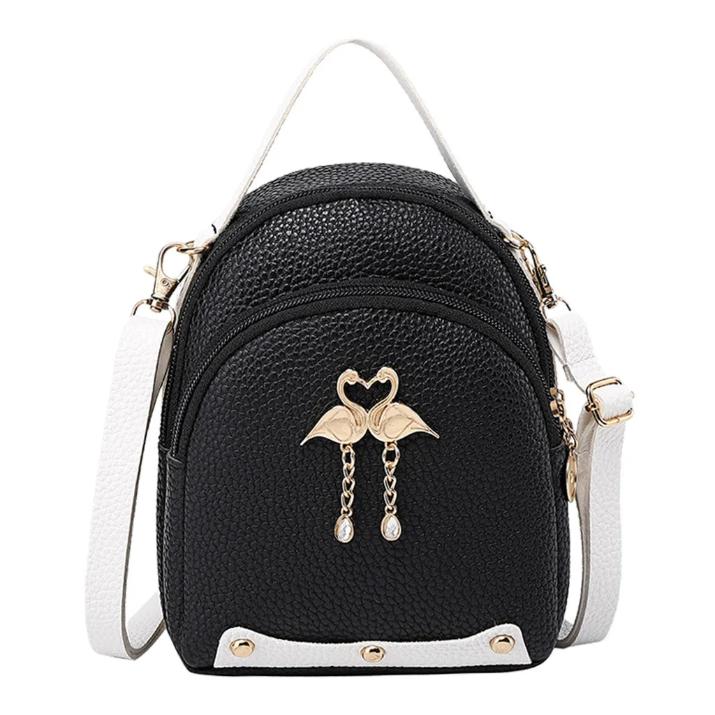 

Fashion Little Swan Pendant Small Backpacks Women's Solid Color Leather Backpack Casual Ladies Street Shoulder Bag bagpack