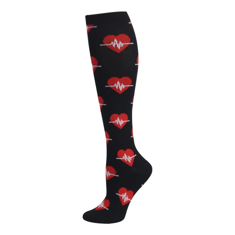 HUAYASX Sport Kompression Socken Druck Rhombischen Streifen Ball Liebe Herzen Sterne Leopard Pfeil Elastische Strümpfe Outdoor Sport – Detail 16