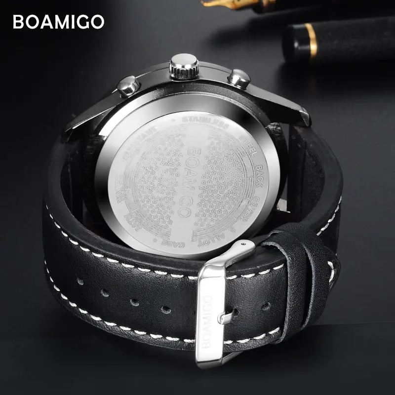 Мужские спортивные часы марки BOAMIGO модные повседневные светодиодные Кварцевые