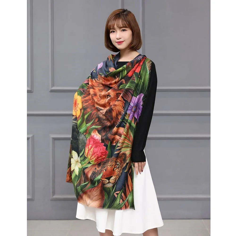 Большой квадратный шарф-палантин шаль обертывания для женщин зимние модные шарфы Очаровательная печать 120x120 см