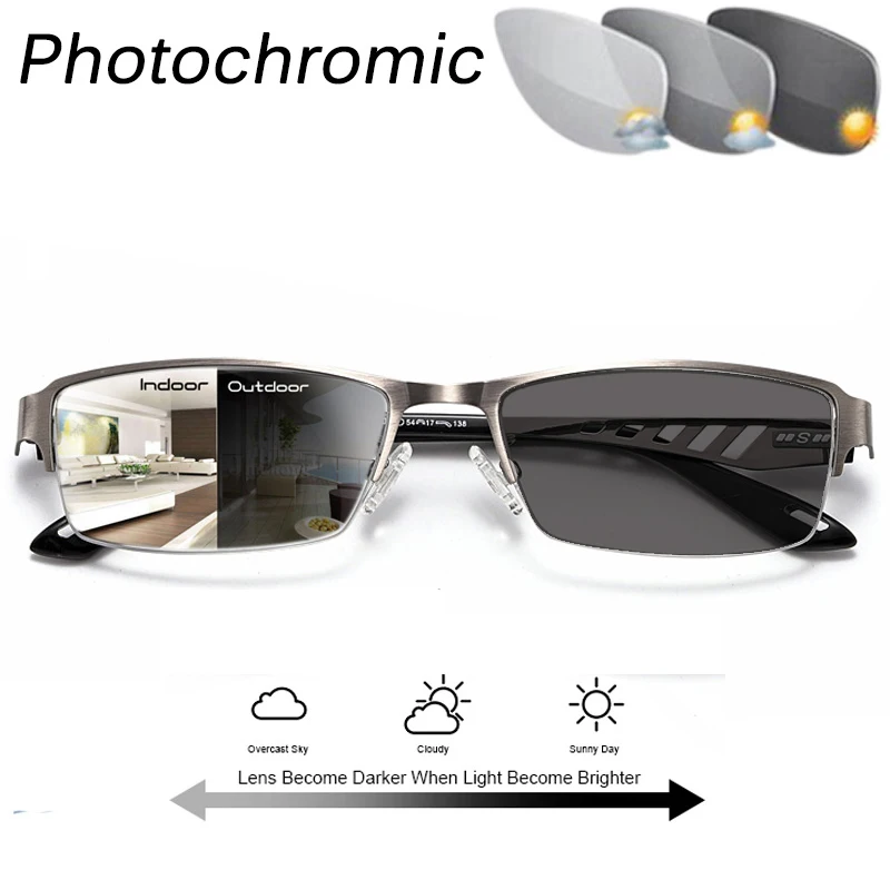 

Transition Photochromic Half Frame Reading Glasses Men Women Anti Blue Ray Hyperopia Glasses Sun Outdoor Eyewear +1.0 To +6.0
