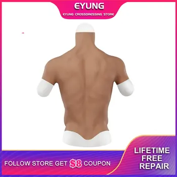 

S-Size Realistic Fake Chest Muscle Belly Macho Soft Silicone Man Artificial Simulation Muscles High Collar Cosplay Crossdress