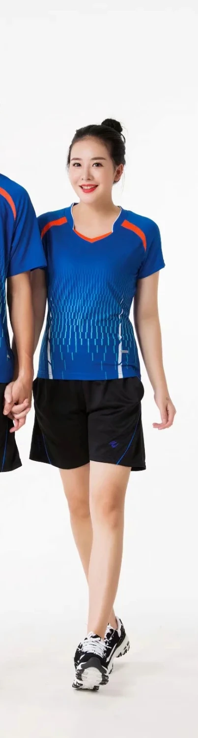 Теннисные спортивные комплекты одежды для детей, кофта быстросохнущая для лета, поглощение пота, дышащая спорт, бадминтон костюмы L962SHD - Цвет: Women Blue
