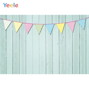 

Yeele Light Green Wooden Pennant Chain Scene Baby Photography Backgrounds Customized Photographic Backdrops For Photo Studio