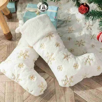 

Large White Christmas socks High Quality Stocking Santa Xmas Socks Luxury Blank Decor Gift