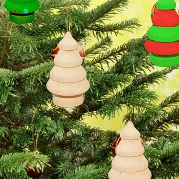 

10Pcs 3.5*6cm Creative Wooden Christmas Tree DIY Craft For Kids Gifts Graffit Toys Home Decor Fitting