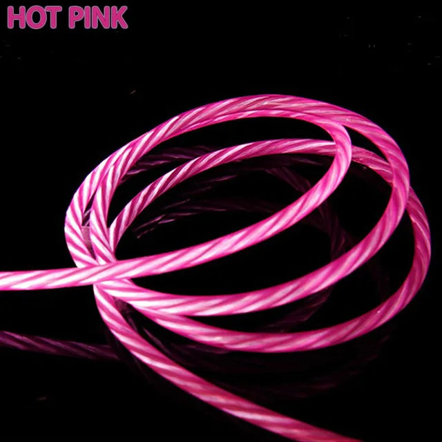 Hot Pink Светодиодный зарядный кабель Lu mi nous для huawei Honor Note 10 Xiaomi mi 9 Max 3 lg mi cro usb type C, зарядное устройство для мобильного телефона - Цвет: Hot Pink