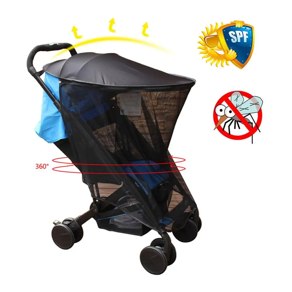 Солнцезащитный козырек коляска для коляски Аксессуары для коляски Зонт с москитная сетка детская коляска навес дождевик