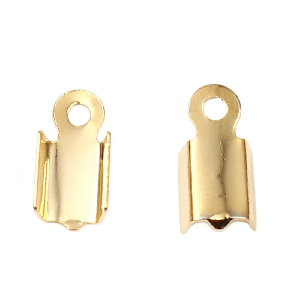 

8Seasons 304 Stainless Steel Cord End Crimp Caps Rectangle Gold Color DIY Making Neckalce Jewelry(Fits 3.5mm/3mm Cord), 30PCs