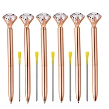 20 шт, 1,0 мм, черные чернила, новинка, розовое золото, большой бриллиант, кристалл, роллер, шариковые ручки, гелевые ручки, канцелярские принадлежности, офисные принадлежности, шариковые ручки для