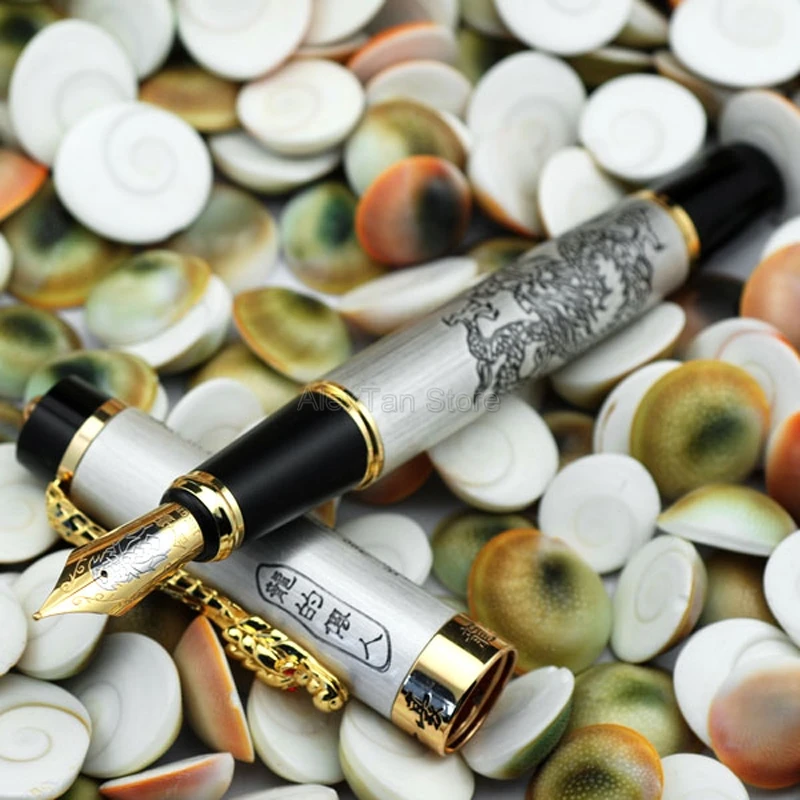 

Jinhao Unique Vintage Fountain Pen Medium Nib, Descendants of The Dragon, Gray Color Writing Collection Office School Supplies