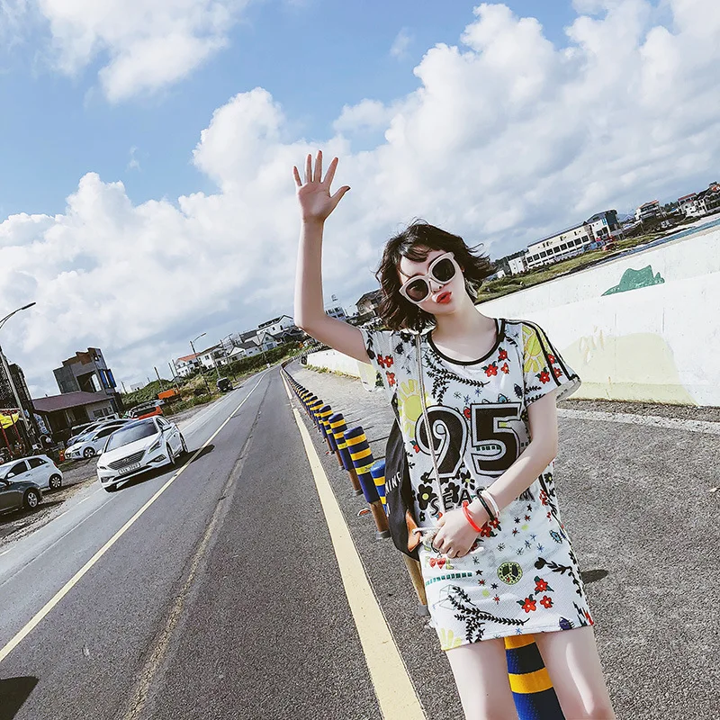 

South Korea-Style Blouse Short Sleeve Sports Two-piece Swimsuits Three-piece Set Women's Conservative Slimming Belly Covering Ho