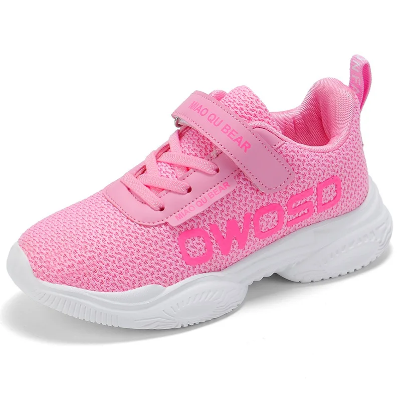 Autumn Children Boy Girl Net Cloth Sneakers Casual Solid Color Letter Pattern Breathable Light Wear-resistant Non-slip Sneakers