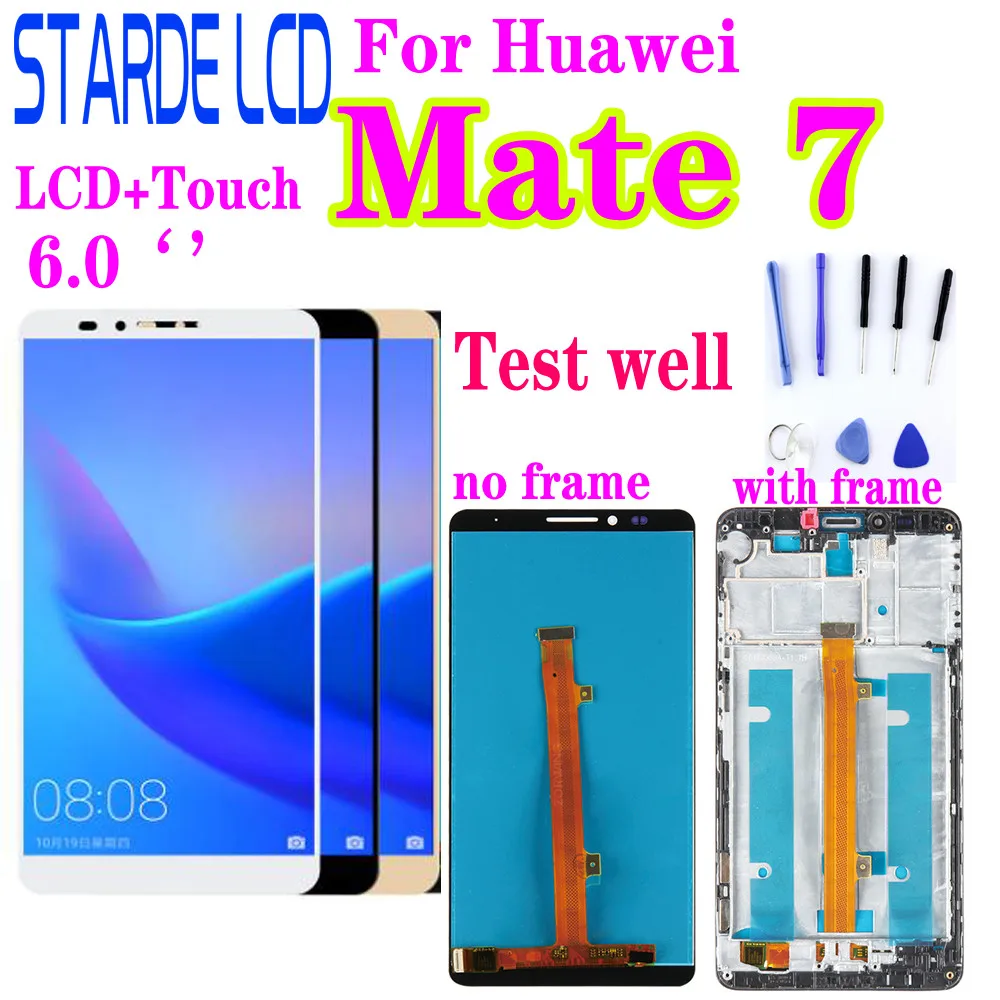 

6.0'' Display For Huawei Mate 7 LCD Display Touch Screen Digitizer with Frame For Huawei Ascend Mate7 Display Replacement Parts