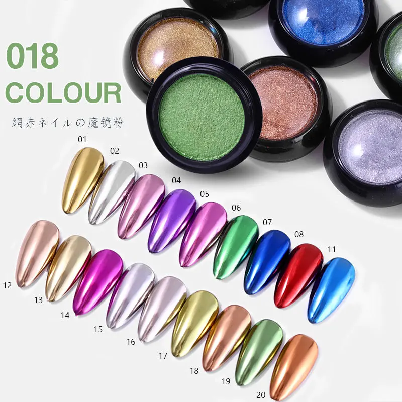 

New arrival Brand mirror nails chrome powder Rose Gold Sliver Dust Sequins gel nail holographic glitter powder for nails eyes