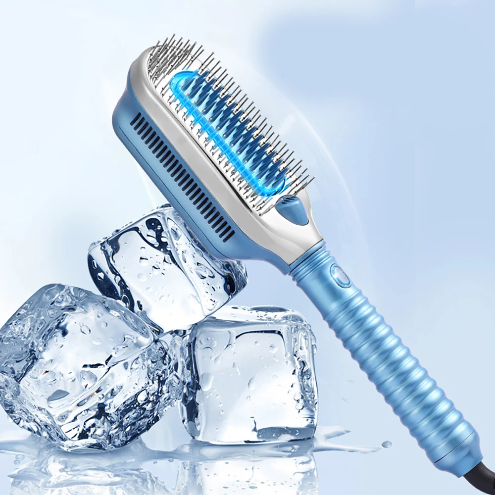 2021 New Ladies Straight Hair Comb Cold Wind Ice Feeling Negative Ion Blue Care Dryer Home Electric Non-Heating | Красота и здоровье