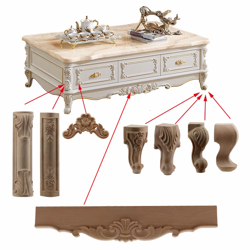 European Style Solid Wood Carved Furniture Foot Legs TV Cabinet Seat Feets Vintage Home Decor Decoration Accessories wooden furniture legs