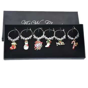 

6PCs/Box Table Wine Glass Decoration Christmas Gift Ornaments Wine Decor Xmas Decorations New Year Party Dinner Decor #