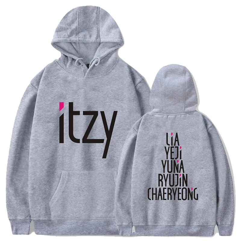 Grey Name PG072 ITZY LIA YEJI YUNA RYUIN CHAERYEONG толстовки KPOP пуловеры с капюшоном - Цвет: Grey Name