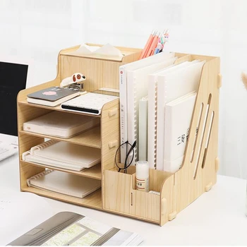 

Office multifunctional bookshelf stationery desktop debris finishing rack folder storage box drawer dormitory desk rack wooden