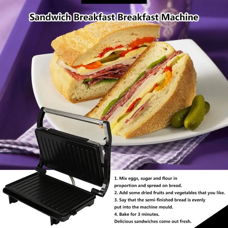 

750W Electric Walnut Cake Maker Non-stick Baking Tray Double-sided Heating Automatic Bread Machine Sandwich Iron Toaster
