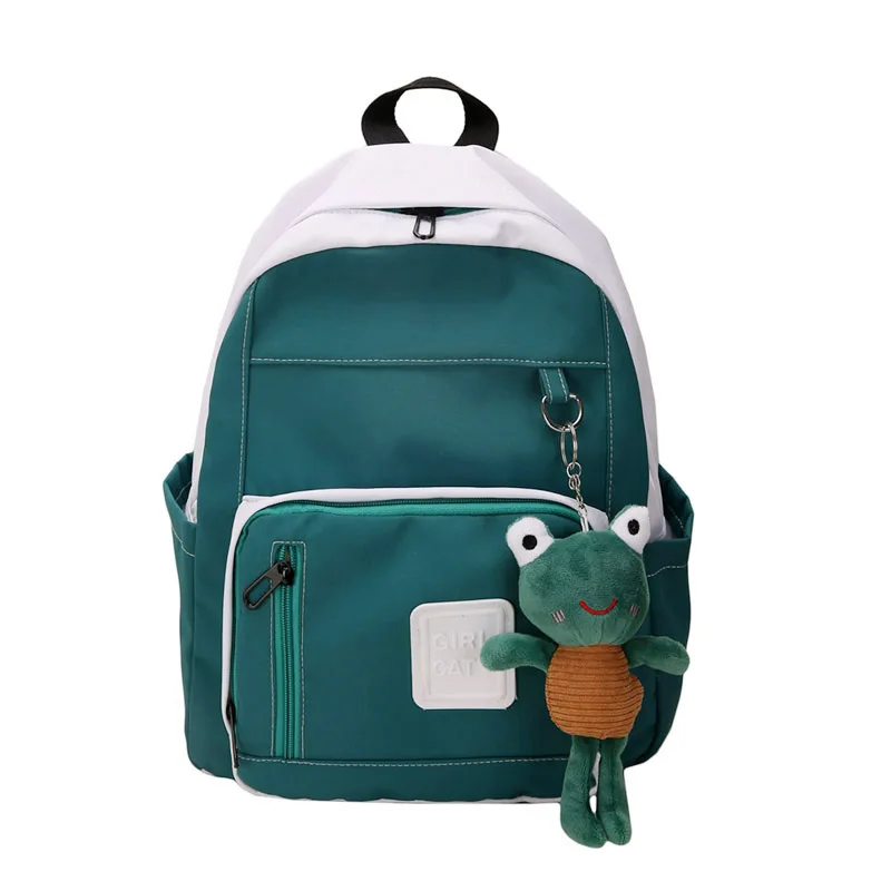 

Contrast color fresh backpack schoolbag ins wind Korean version of the new high-capacity canvas bag fashion style