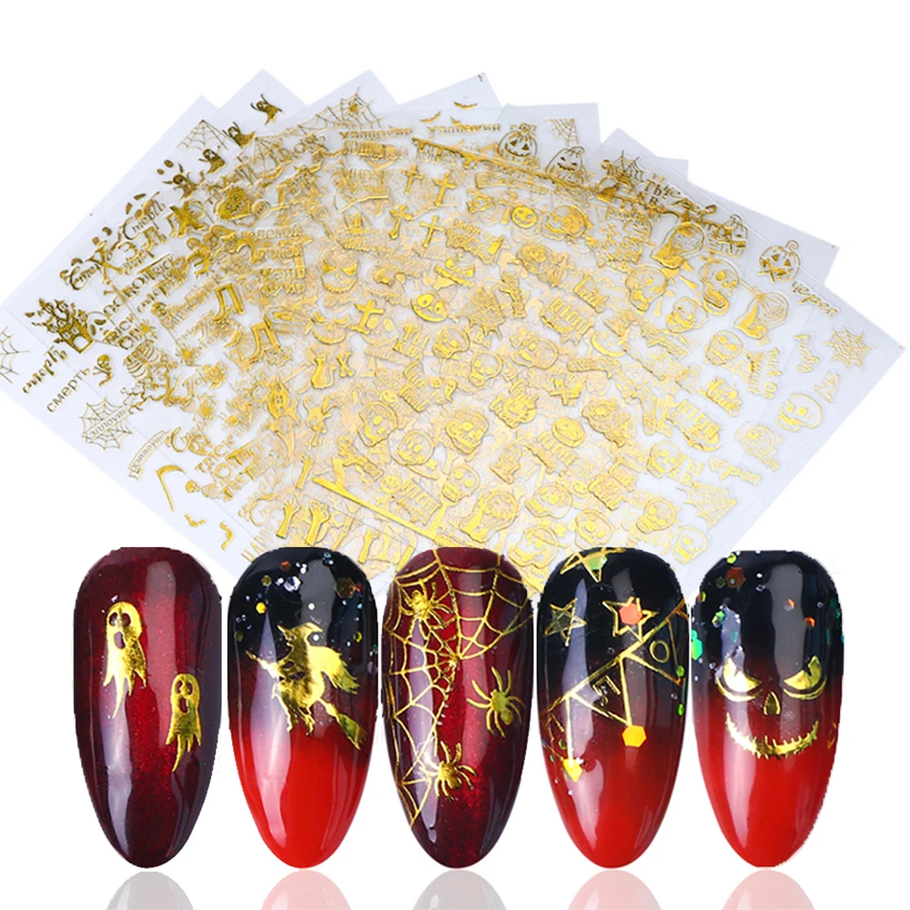 3D Наклейки для ногтей на Хэллоуин декоративные наклейки ногтевого дизайна