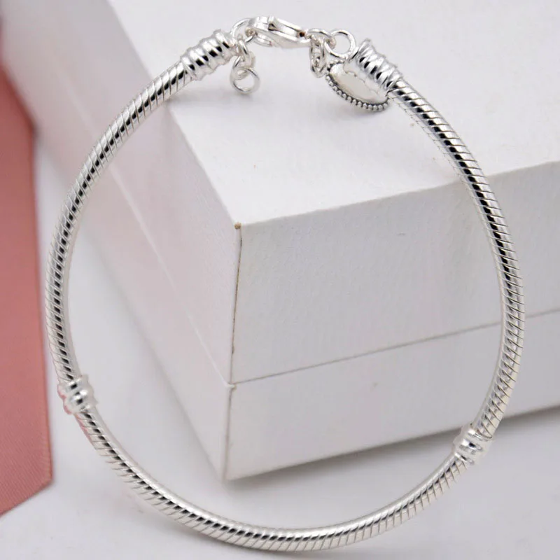 925 пробы серебряный браслет с застежкой в виде когтей омаров, цепочка в виде змеи, базовый браслет для шармов, подходит для женщин, подвеска из бисера, ювелирное изделие своими руками