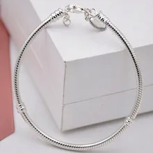 925 пробы серебряный браслет с застежкой в виде когтей омаров, цепочка в виде змеи, базовый браслет для шармов, подходит для женщин, подвеска из бисера, ювелирное изделие своими руками