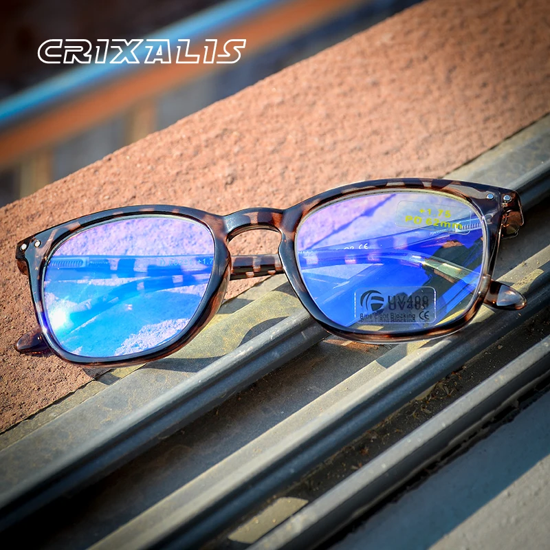 CRIXALIS-gafas de lectura cuadradas para hombres y mujeres, anteojos para presbicia, miopía, prescripción Vintage, gafas para computadora