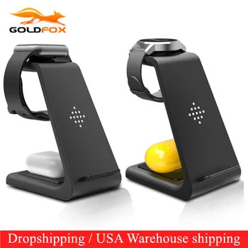 

3 In 1 Wireless Charger For iPhone 12 11 Samsung Wireless Charger Dock For Airpods Apple Watch 5 for Samsung Buds Dropshipping