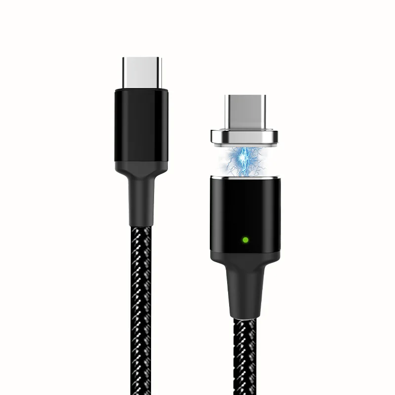 Магнитный кабель usb type-C PD 100 Вт, кабель для быстрой зарядки USB C-USB C, Дата-кабель для samsung S9 S10 Macbook Pro huawei Matebook - Цвет: Черный