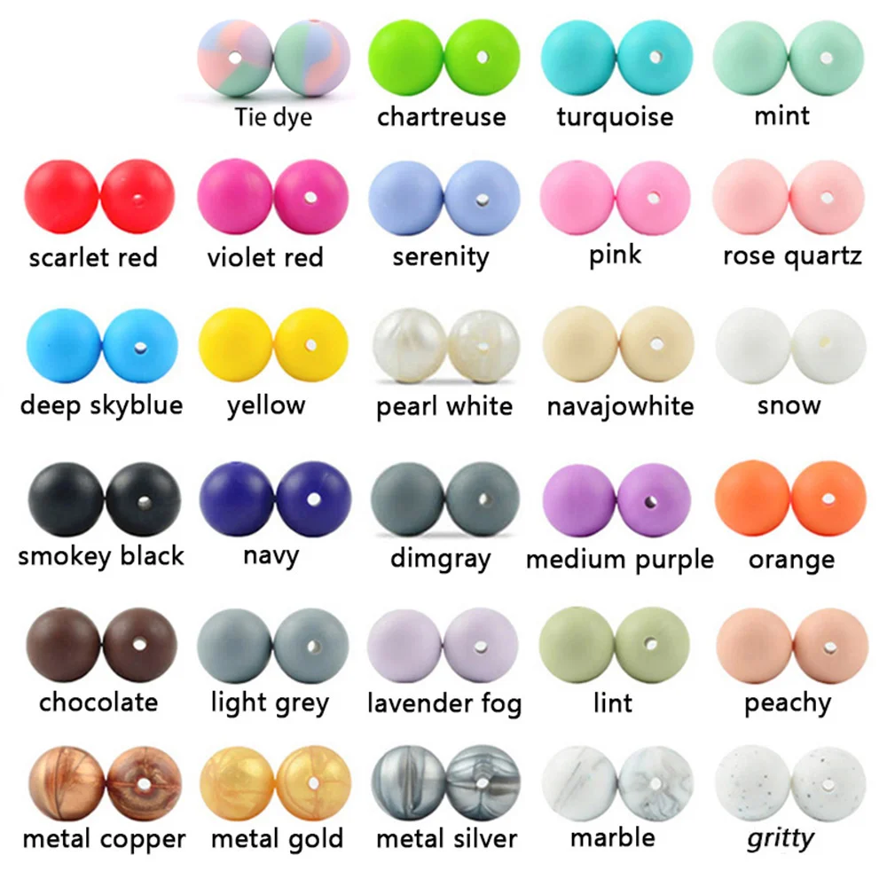LOFCA 9mm Loose Beads 100pcs/lot Silicone Teether Round Baby Food Grade Teething Beads DIY Chewable Colorful Teething For Infant 2