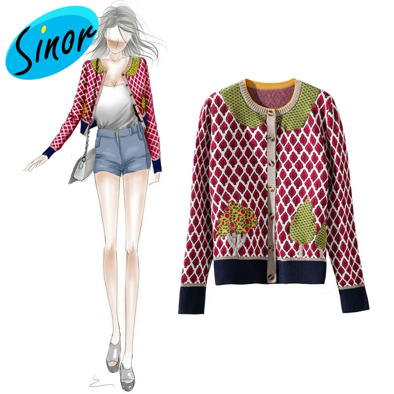 

17 early autumn women's new products wholesale generation long sleeve round neck knit cardigan tide card 7072102